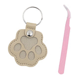 Maxbell Pet Hair Memorial Keychain Wallet PU Leather Hair Collector Portable Pendant Gray