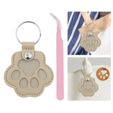 Maxbell Pet Hair Memorial Keychain Wallet PU Leather Hair Collector Portable Pendant Gray
