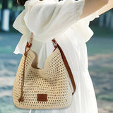 Maxbell Crochet Beach Large Capacity Casual Bohemia Women for Shopping Vacation Work