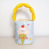 Maxbell Women Bucket Bag Portable Purse Casual Cute Handbag for Gift Holiday Festive Ice Cream Pattern