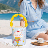 Maxbell Women Bucket Bag Portable Purse Casual Cute Handbag for Gift Holiday Festive Ice Cream Pattern