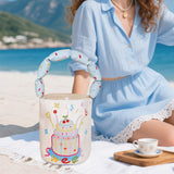 Maxbell Women Bucket Bag Portable Purse Casual Cute Handbag for Gift Holiday Festive Cake Pattern