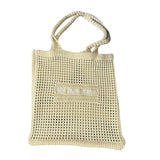 Maxbell Women Crochet Bag Satchel Trendy Beach Tote Bag for Outdoor Picnic Traveling Yellow