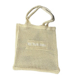 Maxbell Women Crochet Bag Satchel Trendy Beach Tote Bag for Outdoor Picnic Traveling Yellow