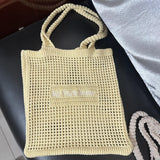 Maxbell Women Crochet Bag Satchel Trendy Beach Tote Bag for Outdoor Picnic Traveling Yellow
