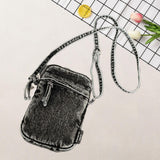Maxbell Denim Crossbody Bag Gift Daily Use Stylish Phone Bags for Women Travel Girls Black