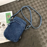 Maxbell Denim Crossbody Bag Gift Daily Use Stylish Phone Bags for Women Travel Girls Dark Blue