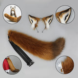 Maxbell Ears Headband and Tail Plush Long Tail for Role Playing Carnival Costume Buckle Strap