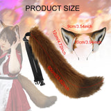 Maxbell Ears Headband and Tail Plush Long Tail for Role Playing Carnival Costume Buckle Strap