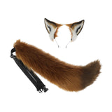 Maxbell Ears Headband and Tail Plush Long Tail for Role Playing Carnival Costume Buckle Strap