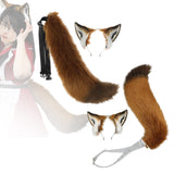 Maxbell Ears Headband and Tail Plush Long Tail for Role Playing Carnival Costume Buckle Strap