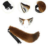 Maxbell Ears Headband and Tail Plush Long Tail for Role Playing Carnival Costume Buckle Strap