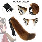 Maxbell Ears Headband and Tail Plush Long Tail for Role Playing Carnival Costume Buckle Strap