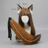 Maxbell Ears Headband and Tail Plush Long Tail for Role Playing Carnival Costume Buckle Strap