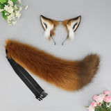 Maxbell Ears Headband and Tail Plush Long Tail for Role Playing Carnival Costume Buckle Strap