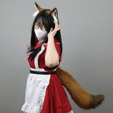 Maxbell Ears Headband and Tail Plush Long Tail for Role Playing Carnival Costume Buckle Strap