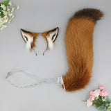 Maxbell Ears Headband and Tail Plush Long Tail for Role Playing Carnival Costume Transparent Belt