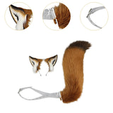 Maxbell Ears Headband and Tail Plush Long Tail for Role Playing Carnival Costume Transparent Belt