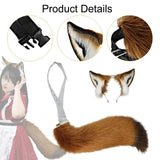 Maxbell Ears Headband and Tail Plush Long Tail for Role Playing Carnival Costume Transparent Belt
