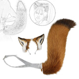 Maxbell Ears Headband and Tail Plush Long Tail for Role Playing Carnival Costume Transparent Belt
