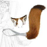 Maxbell Ears Headband and Tail Plush Long Tail for Role Playing Carnival Costume Transparent Belt