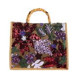 Maxbell Women Top Handle Bag Sequins Summer Beach Bag for Holiday Shopping Commuting Purple