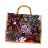 Maxbell Women Top Handle Bag Sequins Summer Beach Bag for Holiday Shopping Commuting Purple