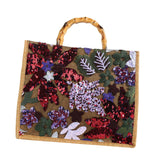 Maxbell Women Top Handle Bag Sequins Summer Beach Bag for Holiday Shopping Commuting Purple