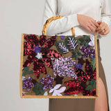 Maxbell Women Top Handle Bag Sequins Summer Beach Bag for Holiday Shopping Commuting Purple