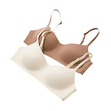 Maxbell 2 Pieces Wireless Bra with Thin Straps Underwear Practical Seamless Bralette M