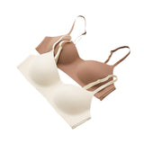 Maxbell 2 Pieces Wireless Bra with Thin Straps Underwear Practical Seamless Bralette M