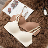 Maxbell 2 Pieces Wireless Bra with Thin Straps Underwear Practical Seamless Bralette L