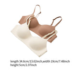 Maxbell 2 Pieces Wireless Bra with Thin Straps Underwear Practical Seamless Bralette L