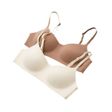 Maxbell 2 Pieces Wireless Bra with Thin Straps Underwear Practical Seamless Bralette XL