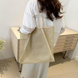Maxbell Mesh Beach Bag Chic Large Trendy Stylish Handbag for Fishing Vacation Travel Khaki