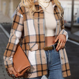 Maxbell Plaid Shirt Clothes with Pocket Fashion Womens Shirt for Outdoor Winter Work S Khaki