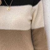 Maxbell Women Sweater Lightweight Casual Winter Knitwear Round Neck Outwear Pullover XL caramel color