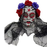 Maxbell Day of The Dead Mask and Rose Flower Crown for Halloween Carnival Masquerade Colorful