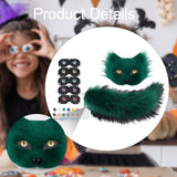 Faux Fox Mask and Tail Sturdy Costume Accessory for Prom Carnival Masquerade Green