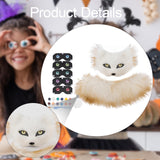 Faux Fox Mask and Tail Sturdy Costume Accessory for Prom Carnival Masquerade White Yellow