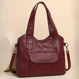 Maxbell PU Leather Shoulder Bag Stylish Soft Women Tote Bag for Everyday Work Travel Red