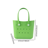 Womens Beach Hole Bag Large Capacity EVA Handbag for Summer Sports Groceries light green