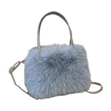 Plush Tote Bag Soft Lightweight Satchel Crossbody Bag for Travel Dating Work Blue