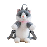 Cat Shaped Backpack Stylish Women Birthday Gift Casual Plush Animal Backpack Gray