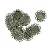 Maxbell 60pcs Hollow Round Filigree Flower Bezel Tray Pendants Connectors DIY 20mm
