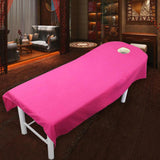 Maxbell 5 Pieces Soft Beauty Massage SPA Bed Cover Sheet With Breath Hole Hot Pink