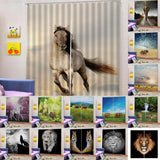 Maxbell Set of 2 Panels Digital Photo Printing 3D Curtains Aminals Running Horse - Aladdin Shoppers