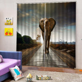 Maxbell Set of 2 Panels Digital Photo Printing 3D Curtains Aminals Elephant - Aladdin Shoppers