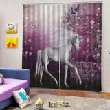 Maxbell Set of 2 Panels Digital Photo Printing 3D Curtains Aminals Unicorn - Aladdin Shoppers