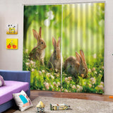 Maxbell Set of 2 Panels Digital Photo Printing 3D Curtains Aminals Rabbit - Aladdin Shoppers